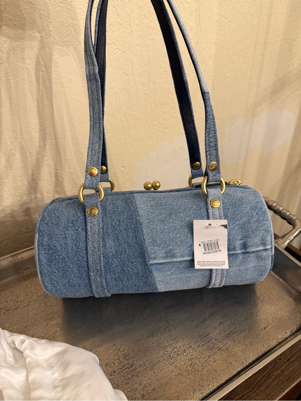 COACH - Originals Kisslock 28 Denim Barrel Bag - Picture 10 of 12